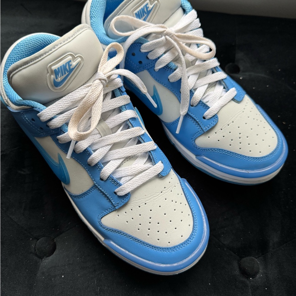 Nike Blue and White mid Dunks sized women’s 9
